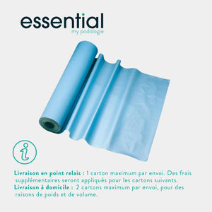 6 rouleaux Draps d'examen plastifié bleus - 180 formats - 2 Plis gaufrés Essential