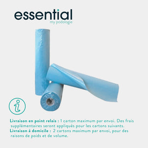 9 rouleaux Draps d'examen plastifiés bleus - 132 formats - 2 plis gaufrés Essential