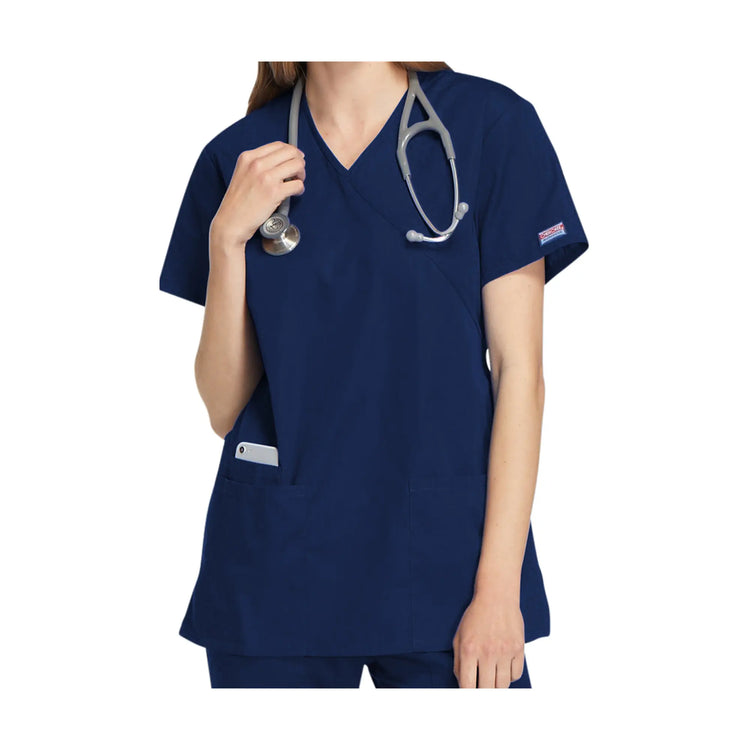 Bayonne - Tunique médicale - Effet cache-coeur  - Manches courtes - Femme - 72 cm - Cherokee Cherokee Authentic Workwear  Bleu-Marine-3XL