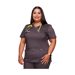 Béziers - Tunique cache-cœur col V - Femme - Cherokee - Couleur 1 Cherokee Authentic Workwear Anthracite-3XL