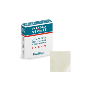 Compresses Algostéril hémostatiques cicatrisantes stériles - 3 formats - Laboratoires Brothier Algosteril 5x5-cm-Boîte-de-10-compresses