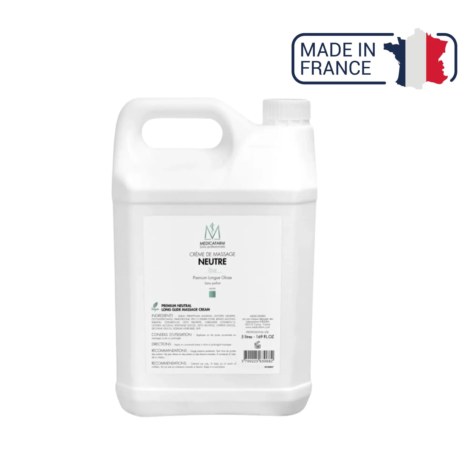 Crème de Massage Neutre PREMIUM Longue Glisse - 1 ou 5 Litres- Medicafarm Medicafarm 5L