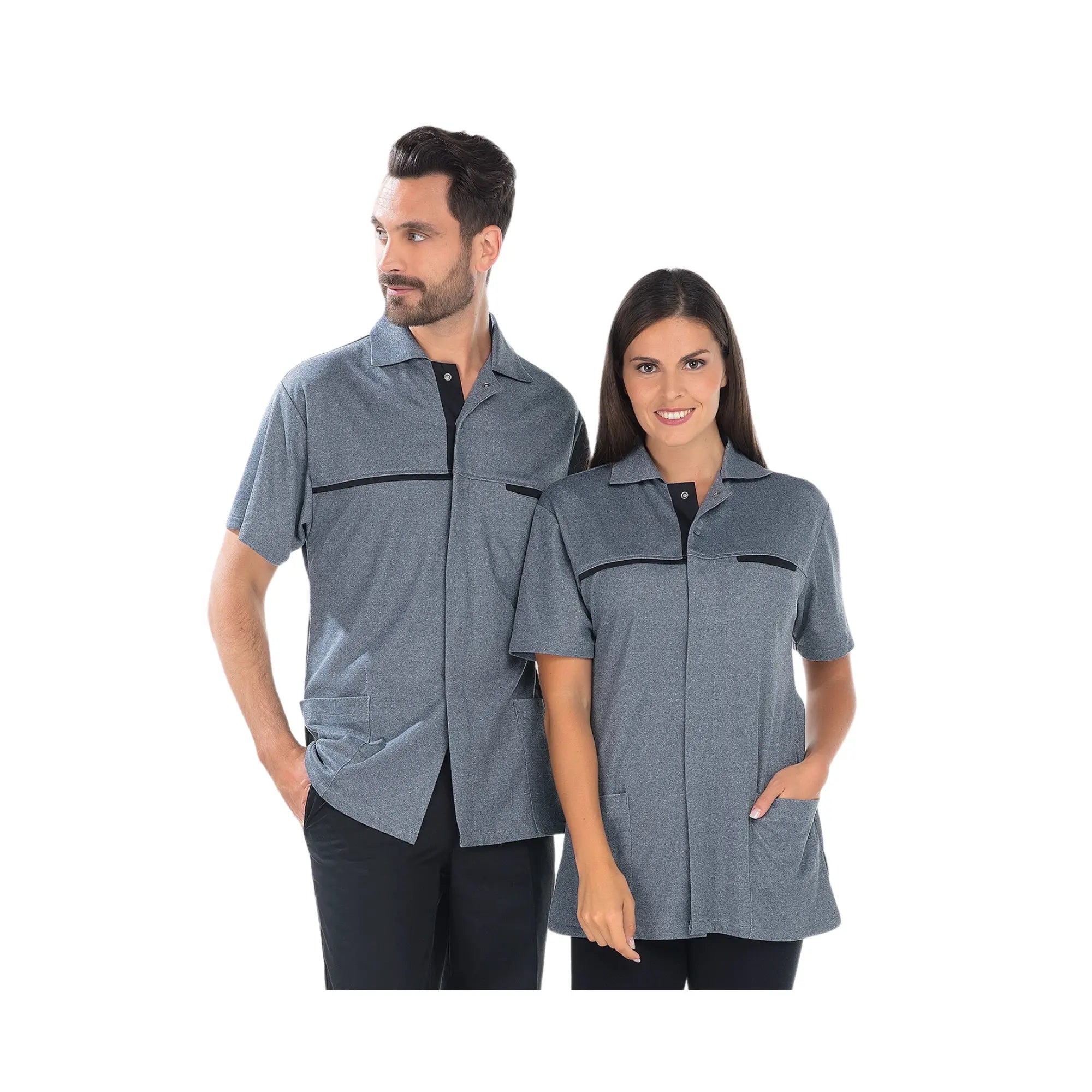 Cyrille - Tunique Manches Courtes - Mixte - 75 cm My Blouse Gris-chiné-Noir-T6-XXXL
