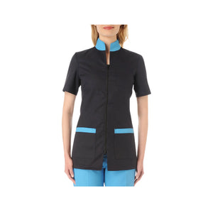 Danaé - Blouse Manches courtes - Femme - 73 cm - Phirejo Phirejo Noir-Turquoise-2XL