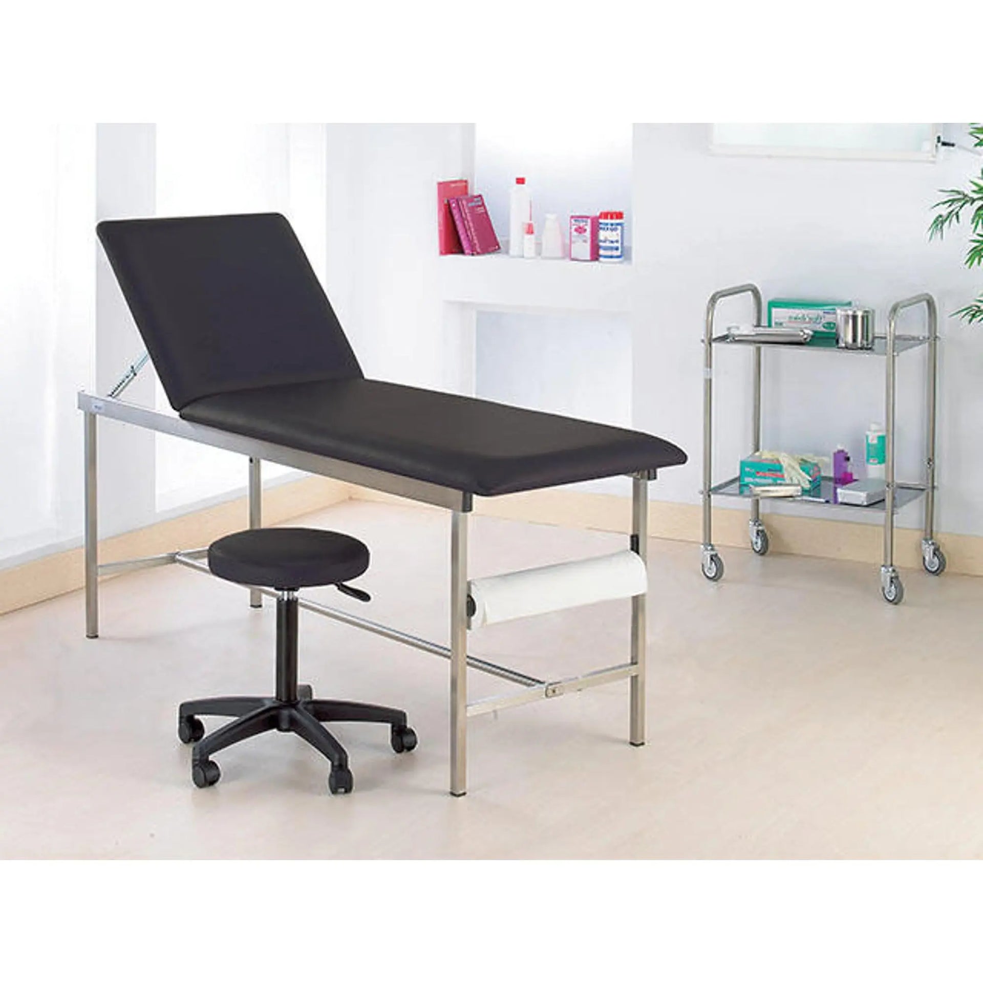 Divan Examen Noir Tube Inox Carre - CARINA MEDICAL Carina Medical