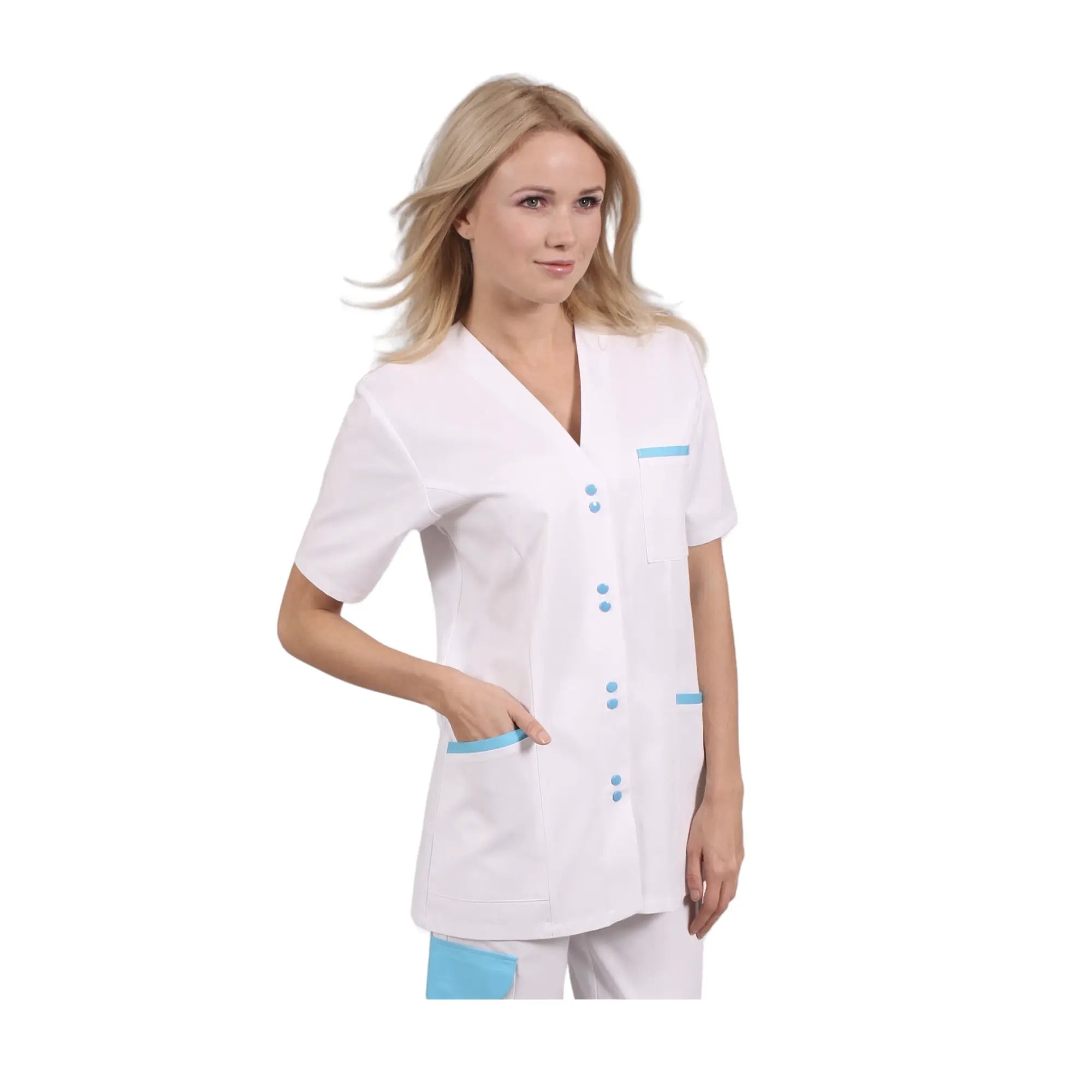Ella - Tunique - Manches courtes - Femme - 75 cm My Blouse Sergé-Blanc-Atoll-T6-XXXL
