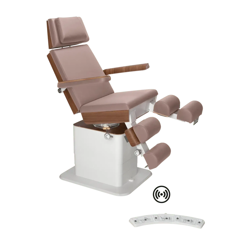 Fauteuil de pédicurie - MOON - Relevage électrique - Wifi - Ruck My Podologie  Taupe-3-moteurs-Noyer