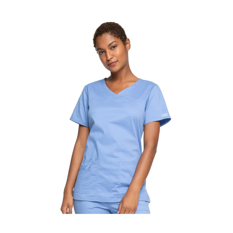 La Rochelle - Tunique col V - Femme - Cherokee Cherokee Authentic Workwear  Bleu-Ciel-3XL