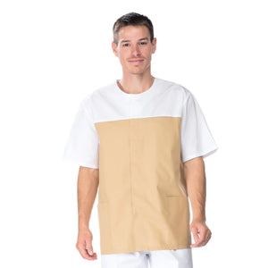 Laurent - Tunique Manches Courtes - Homme - 75 cm My Blouse Beige-Blanc-T6-XXXL