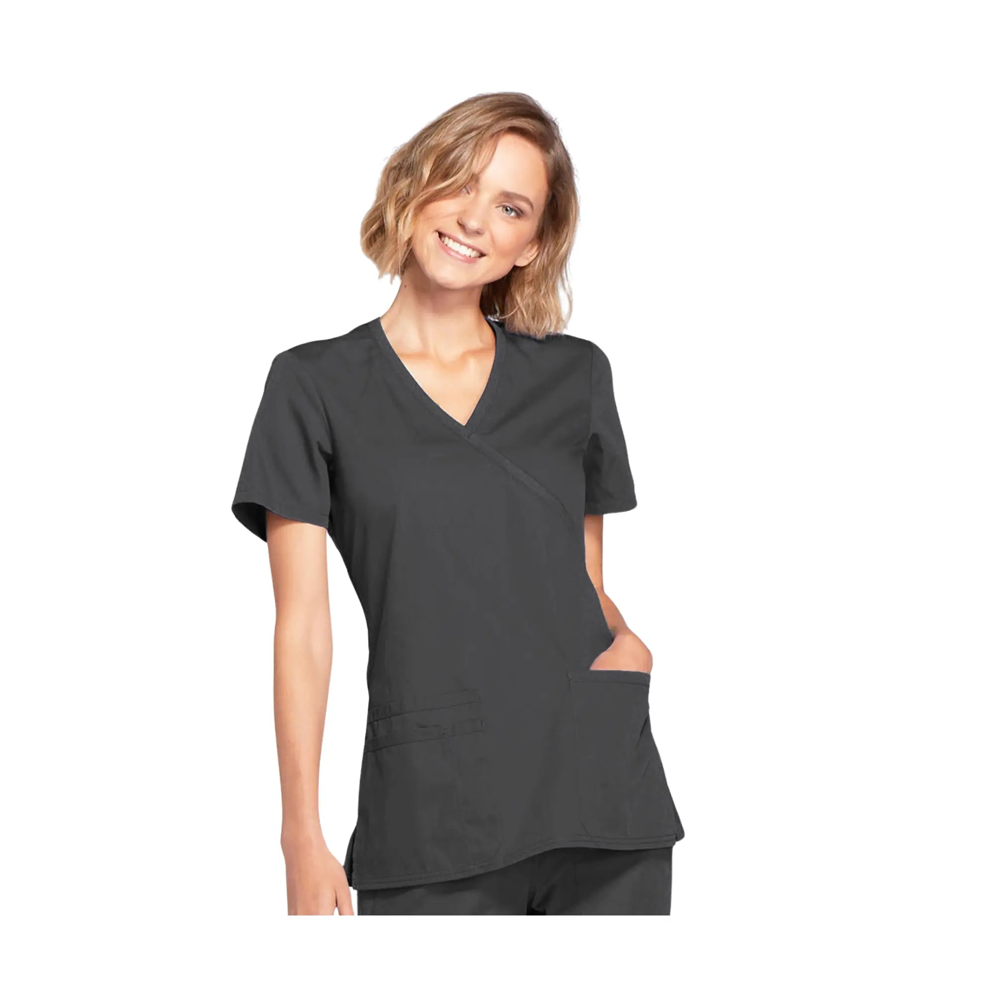 Limoges - Tunique médicale - Effet cache-coeur - Manches courtes - Femme - Cherokee Cherokee Authentic Workwear Anthracite-3XL