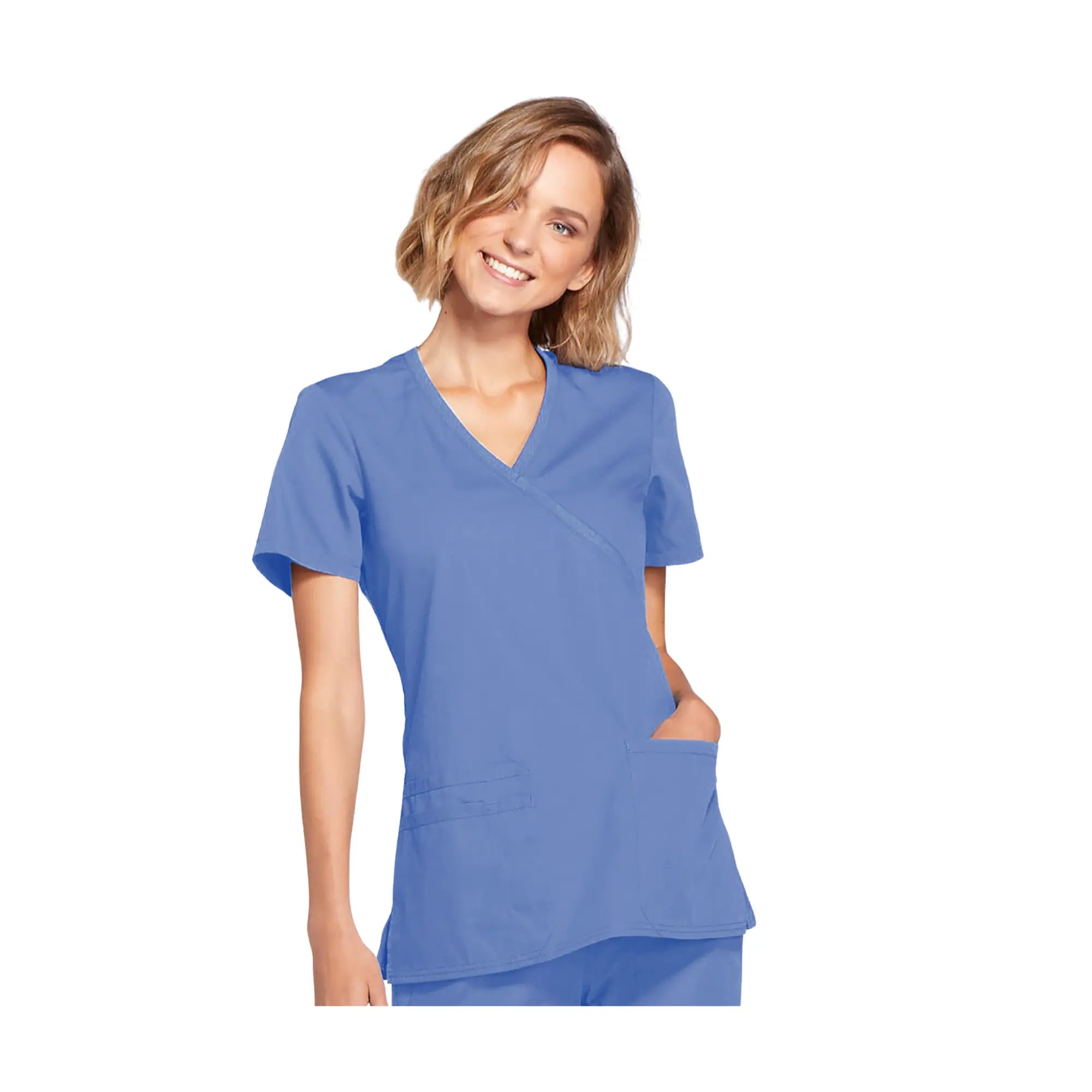 Limoges - Tunique médicale - Effet cache-coeur - Manches courtes - Femme - Cherokee Cherokee Authentic Workwear Bleu-Ciel-3XL