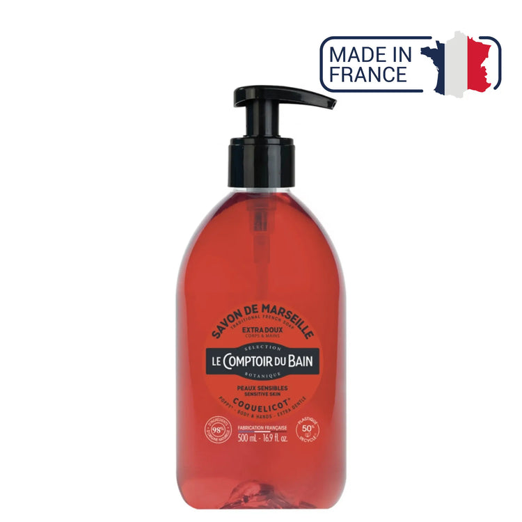 Savon de Marseille liquide Coquelicot - 500ml - Le Comptoir du Bain - My Podologie