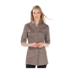 Shana - Tunique - Manches Courtes - Femme - 75 cm My Blouse Sergé-Taupe-T6-XXXL