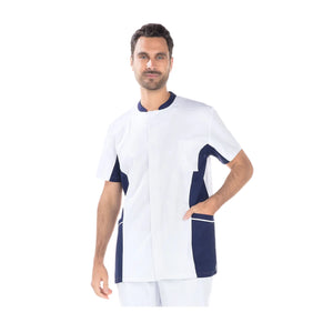 Timéo - Tunique Manches Courtes - Homme - 78 cm My Blouse  Sergé-Blanc-Marine-T6-XXXL