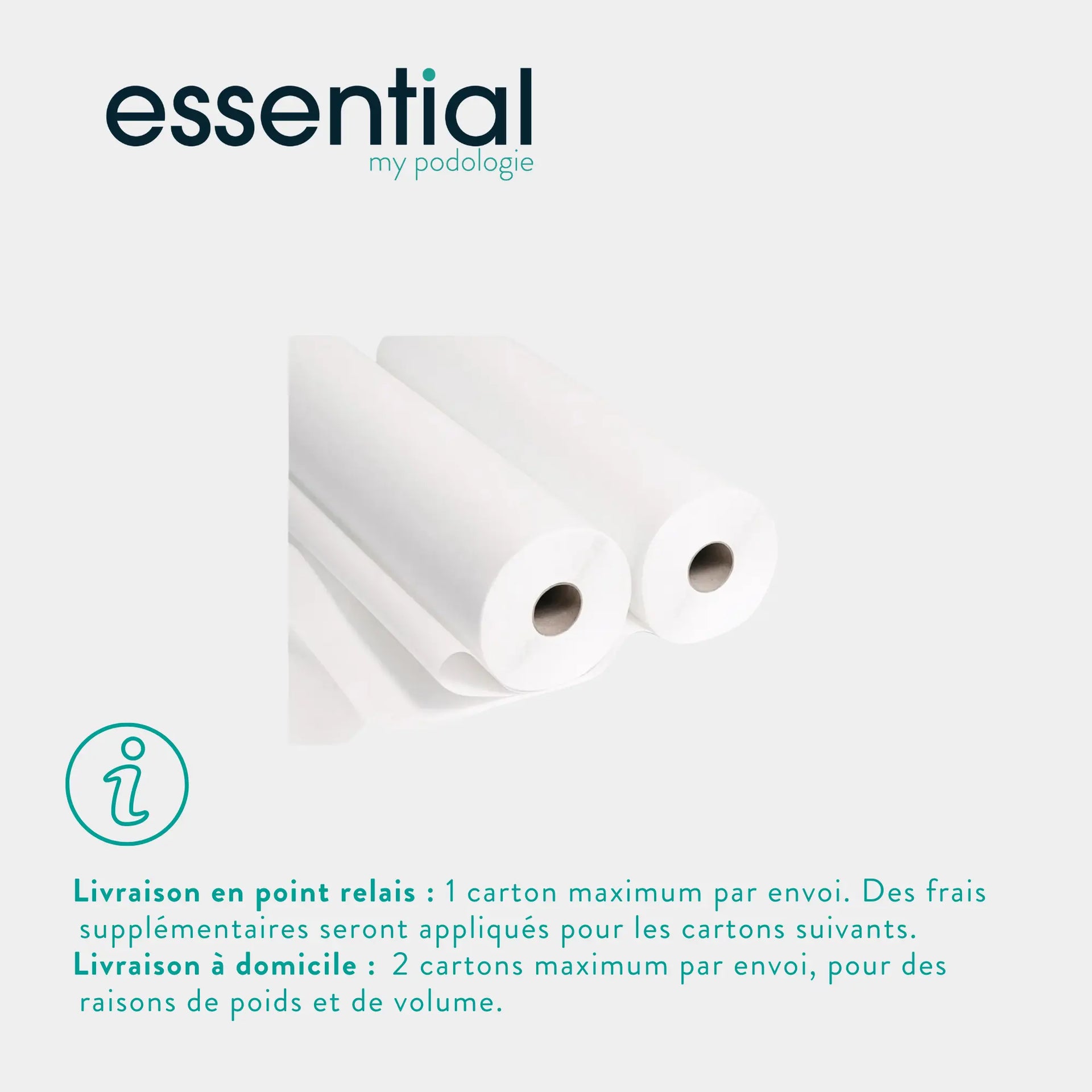 12 rouleaux Draps d'examen blancs - 150 formats - 2 Plis lisses Essential 