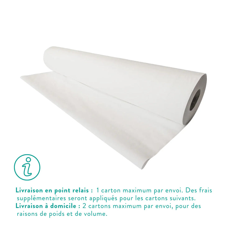 6 rouleaux Draps d'examen Larges blancs - 142 formats - 2 Plis lisses My Medical 