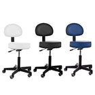 Covered stool - with backrest - gas lift - 5 castors