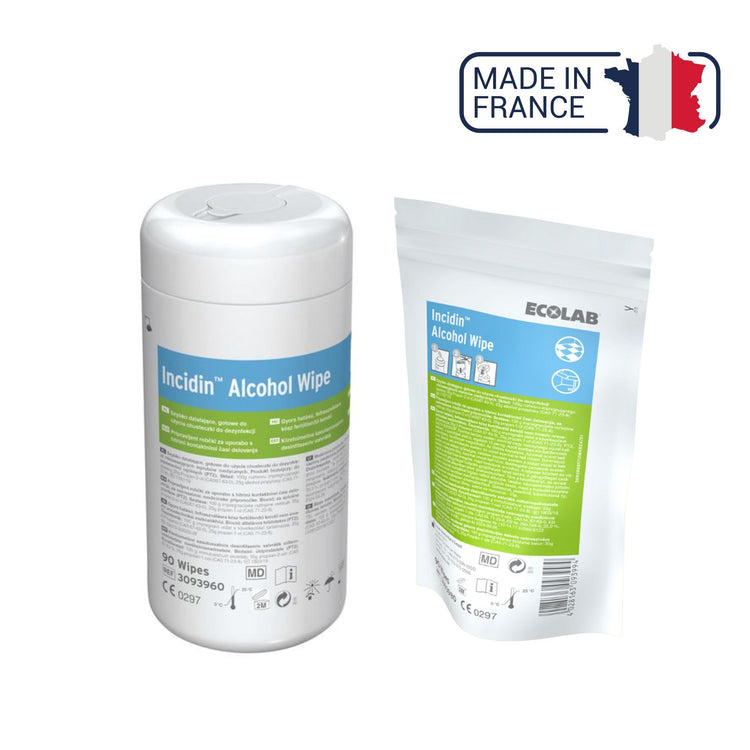 90 Lingettes Désinfectantes Incidin Alcohol Wipes - Boîte ou recharge - Ecolab by Anios Anios 