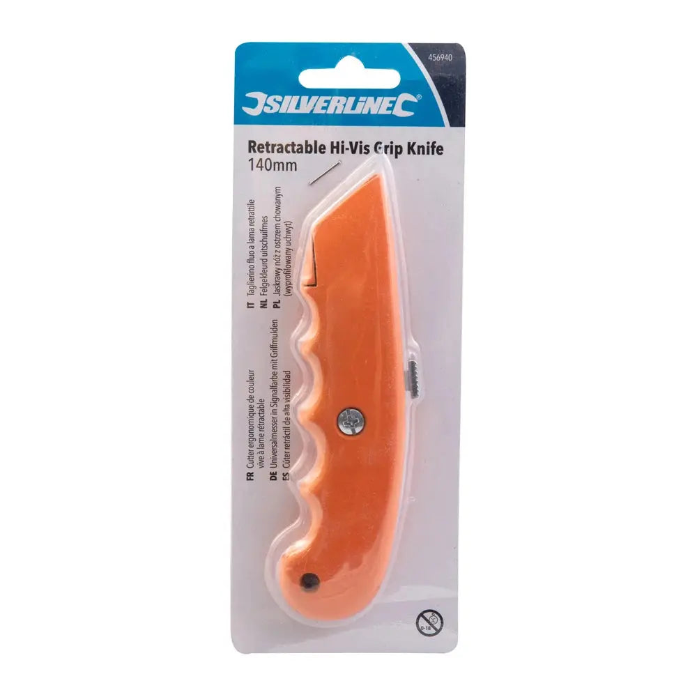 Cutter ergonomique fluo à lame rétractable - Silverline Silverline 