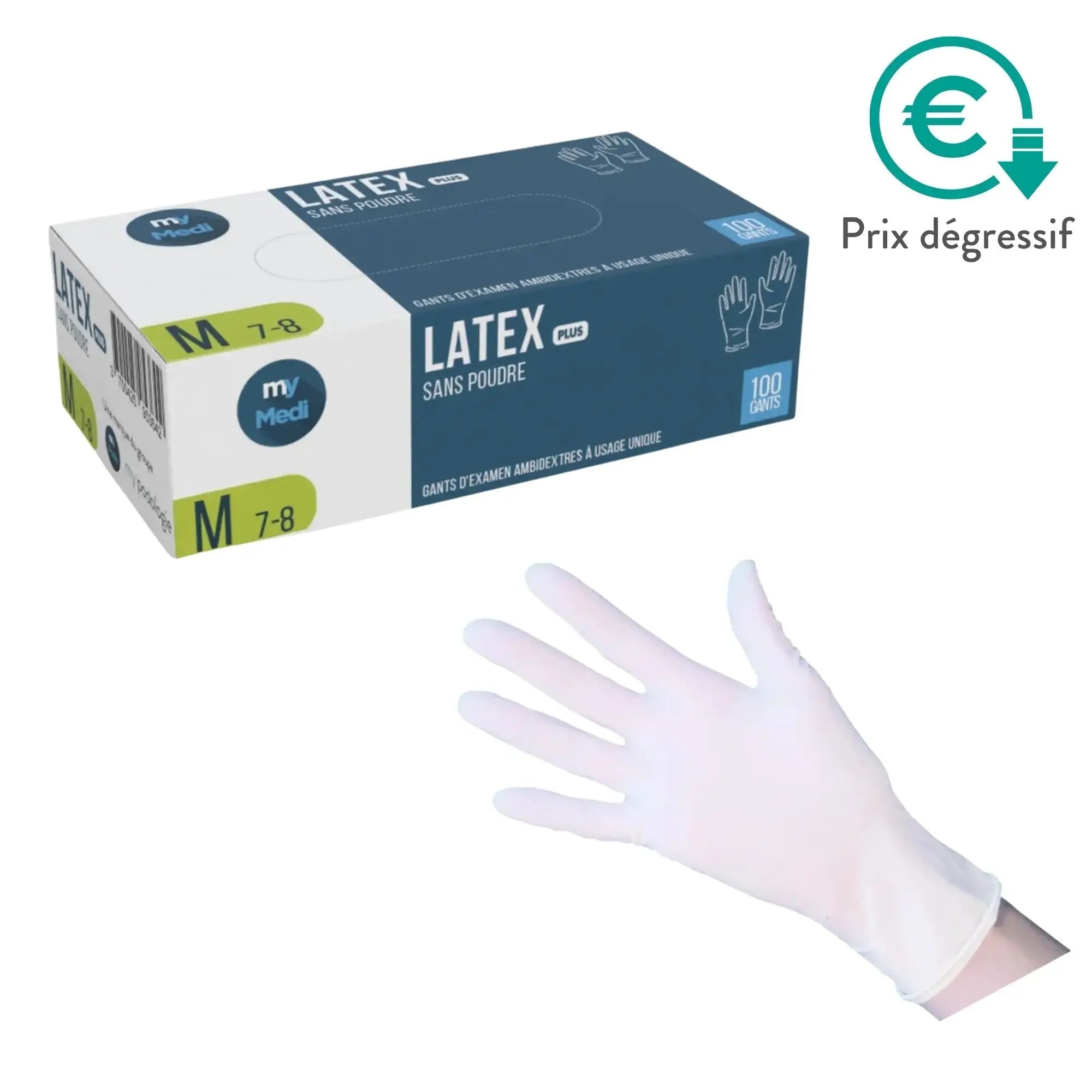Gants d'examen - Latex - Sans poudre - Ambidextres - Boite de 100 - My Médical My Medical 