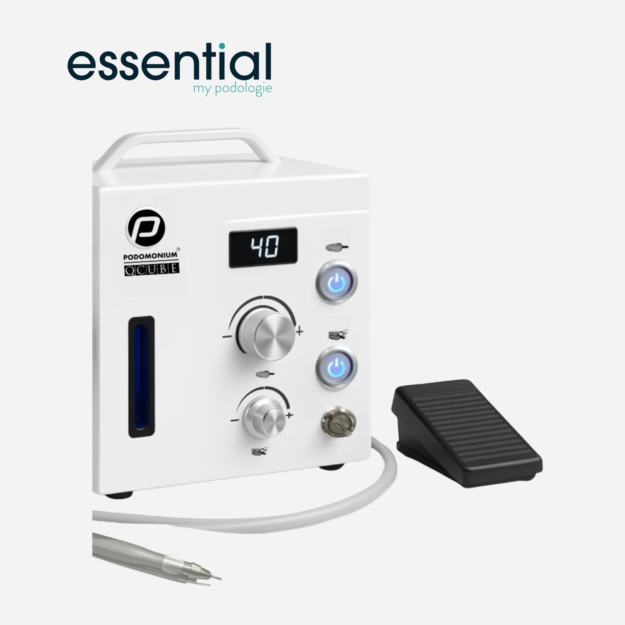 Moteur de Pédicure Podomonium QCube - Spray d'eau - 40 000 tpm - Essential My Podologie Essential 