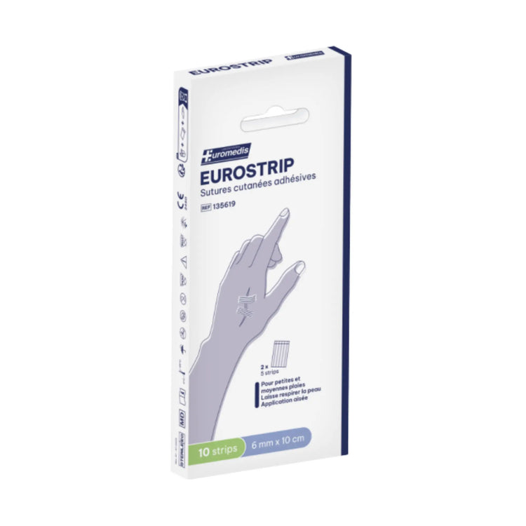 Sutures cutanées adhésives Eurostrip - 6mm x 10cm - 10 strips - Euromédis BSN Medical 